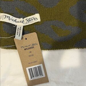 Michael Stars Olive and Gray Knit Scarf